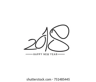 Happy new year 2018 Text Design Vector illustration