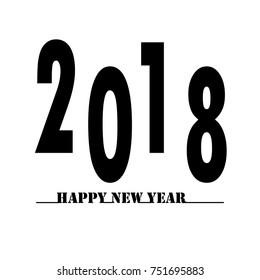 Happy New Year 2018 text on white background. Happy New Year 2018 sign.