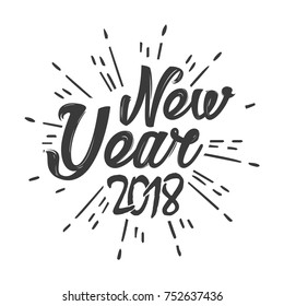 Happy new year 2018  Text Design Vector illustration