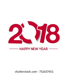 Happy new year 2018  Text Design Vector illustration