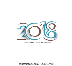 Happy new year 2018 Text Design Vector illustration
