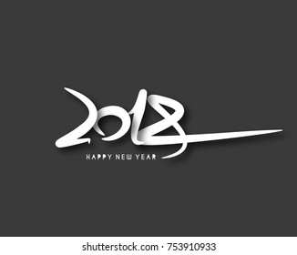 Happy new year 2018 Text Design Vector illustration