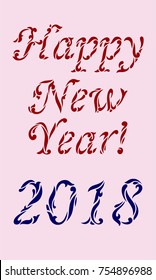 Happy new year 2018. Text made from vintage ornaments.
