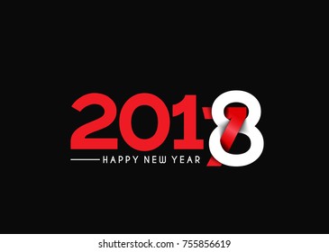 Happy new year 2018 Text Design Vector illustration