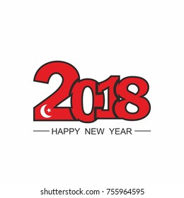 Happy New Year 2018 Text Design Vector on white background. Turkey flag