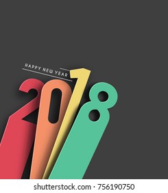 Happy new year 2018 Text Design Vector illustration