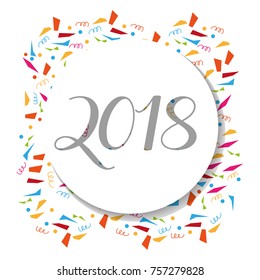 happy new year 2018 text confetti banner design
