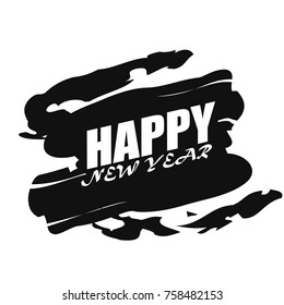 Happy new year 2018, text on the background of doodle brush