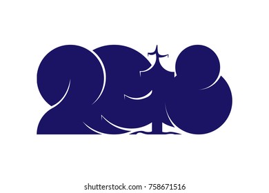 Happy new year 2018 text design isolated on white background. Vector  logo illustration for your holiday template