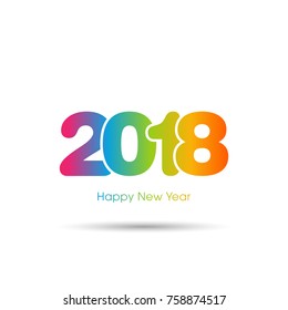 Happy new year 2018 Text Design vector.