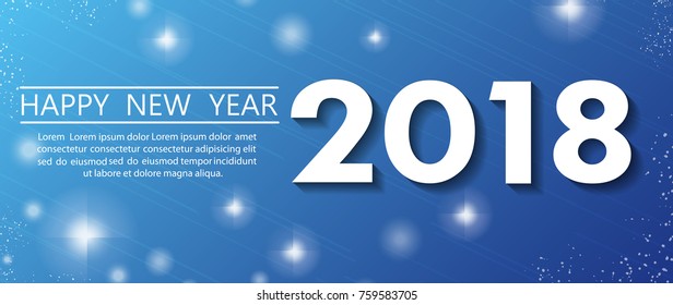 Happy New Year 2018 text design. Dark vector greeting illustration on blue background. Eps 10