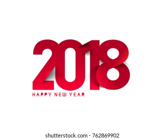 Happy new year 2018 Text Design Vector illustration
