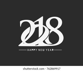 Happy new year 2018 Text Design Vector illustration