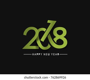 Happy new year 2018 Text Design Vector illustration