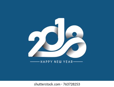 Happy new year 2018 Text Design Vector illustration