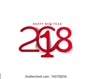 Happy new year 2018 Text Design Vector illustration