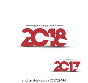 Happy new year 2018 Text Design Vector illustration