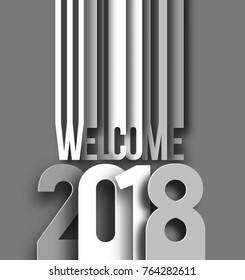 Happy new year 2018 Text Design Vector illustration