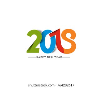 Happy new year 2018 Text Design Vector illustration
