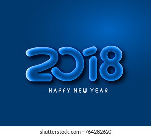 Happy new year 2018 Text Design Vector illustration