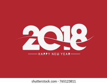 Happy new year 2018 Text Design Vector illustration