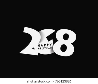 Happy new year 2018 Text Design  patterVector illustration