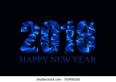 Happy New Year 2018 Text Design. Abstract vector illustration