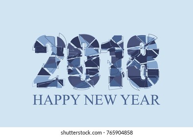 Happy New Year 2018 Text Design. Abstract vector illustration