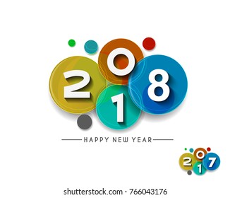 Happy new year 2018 Text Design  patterVector illustration