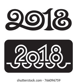 Happy new year 2018 Text Design Vector illustration