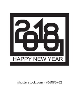 Happy new year 2018 Text Design Vector illustration