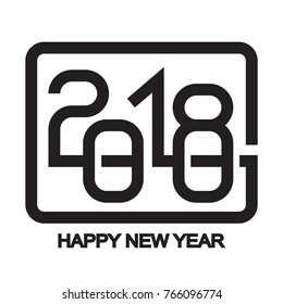 Happy new year 2018 Text Design Vector illustration