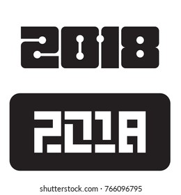 Happy new year 2018 Text Design Vector illustration