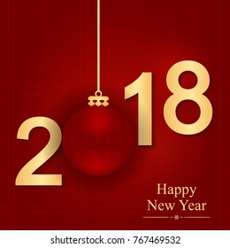 Happy new year 2018. Text, design element. Vector illustration.