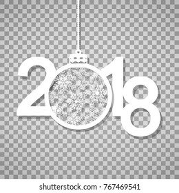 Happy new year 2018. Text, design element. Vector illustration.