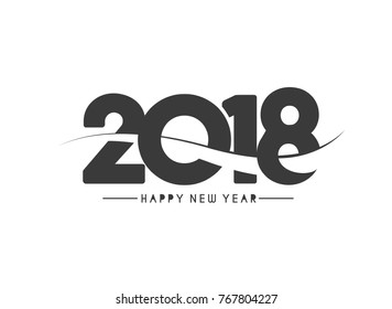 Happy new year 2018 Text Design  patterVector illustration