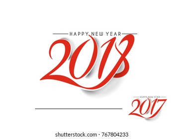 Happy new year 2018 Text Design  patterVector illustration