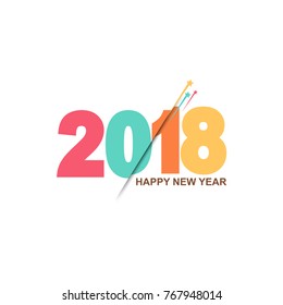 Happy new year 2018 Text Design Vector illustration