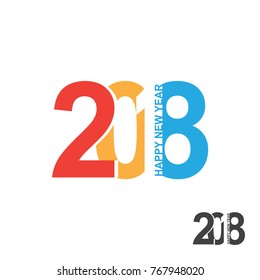 Happy new year 2018 Text Design Vector illustration