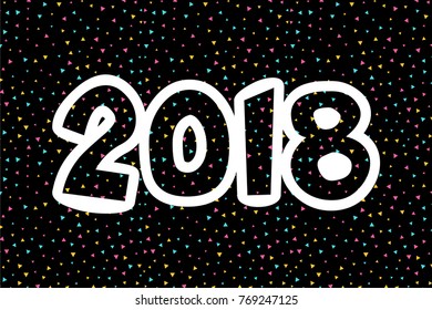 Happy new year 2018 Text Design Vector illustration.