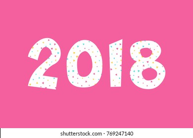 Happy new year 2018 Text Design Vector illustration.