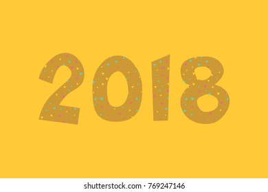 Happy new year 2018 Text Design Vector illustration.