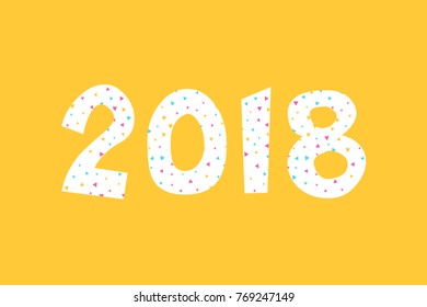 Happy new year 2018 Text Design Vector illustration.