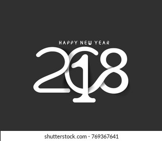 Happy New Year 2018 Text Design  Patter, Vector illustration.