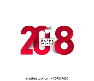 Happy New Year 2018 Text Design  Patter, Vector illustration.