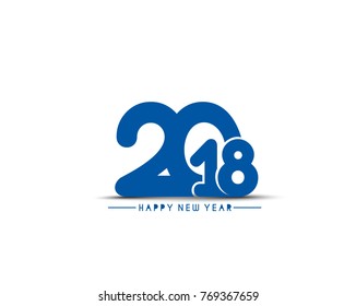 Happy New Year 2018 Text Design  Patter, Vector illustration.