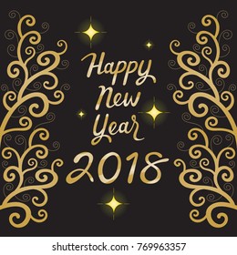 Happy New Year 2018 Text On Black Background, Merry Christmas, Xmas, Objects, Animals, Festive, Celebrations