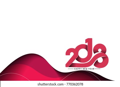 Happy new year 2018 Text Design  patterVector illustration