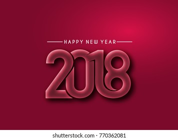 Happy new year 2018 Text Design  patterVector illustration