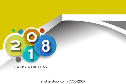 Happy new year 2018 Text Design  patterVector illustration